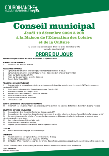 Ordre du jour Conseil municipal 