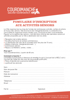 Inscriptions aux activités séniors