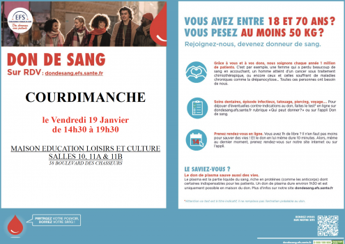 Don de sang 19 janvier 2024