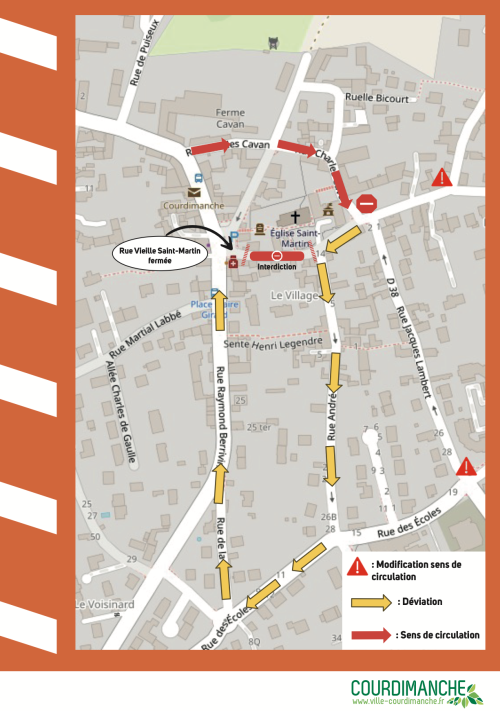 Plan déviation travaux rue Vieille Saint Martin